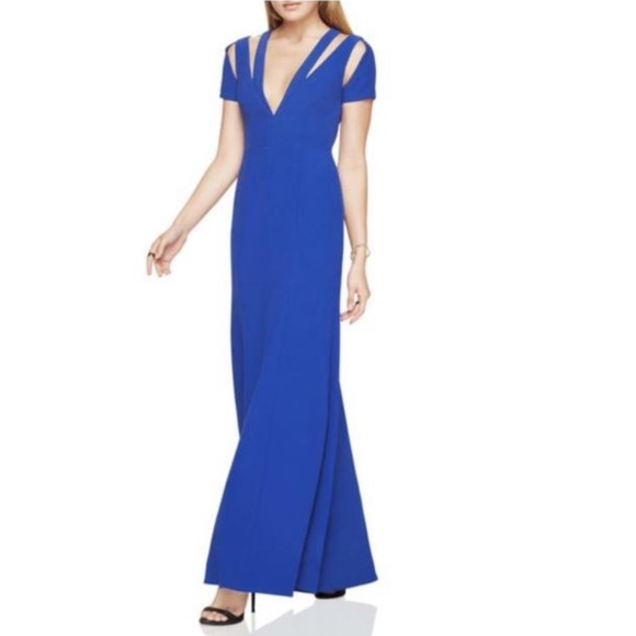 *NWT* BCBGMAXAZRIA Estrella Blue Gown w/ Cutouts - Picture 3 of 7